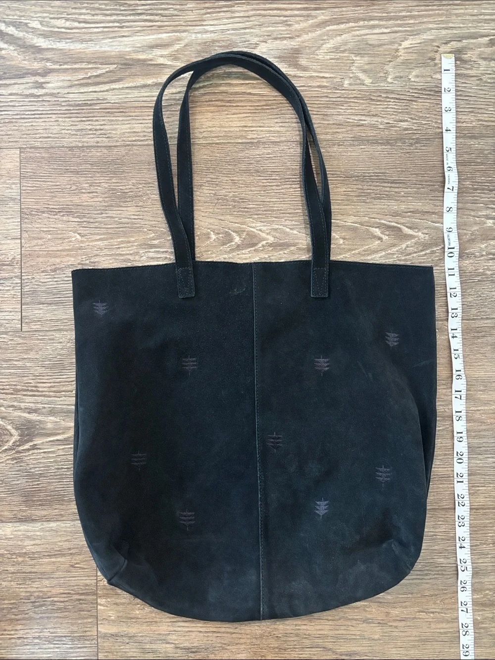 TOMS Black Cosmopolitan Soft Suede Slouchy Tote Shoulder Bag with Trees